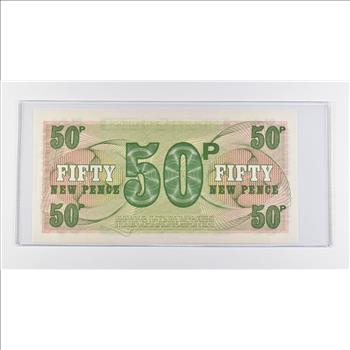 Historic World Bank Note 1972 British Armed Forces 50 New Pence Special Voucher Collectible Currency