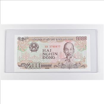 Historic World Bank Note 1988 Vietnam 2000 Dong Collectible Currency