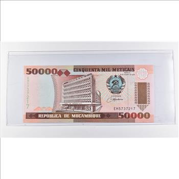 Historic World Bank Note 1993 Mozambique 50,000 Meticais Collectible Currency