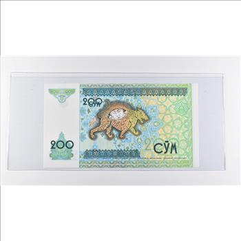 Historic World Bank Note 1997 Uzbekistan 200 Som Collectible Currency