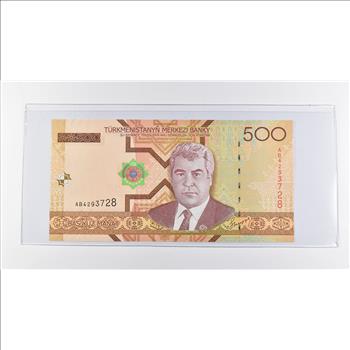 Historic World Bank Note 2005 Turkmenistan 500 Manat Collectible Currency