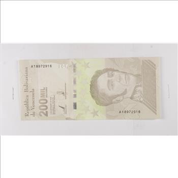 Historic World Bank Note 2020 Venezuela 200 Bolivares Collectible Currency