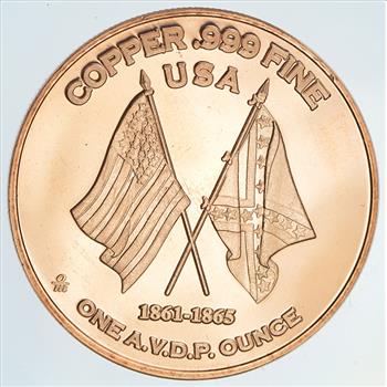 H.L. Hunley Civil War Series - Submarine! - - One Oz .999 Fine Copper Round - Limited Edition