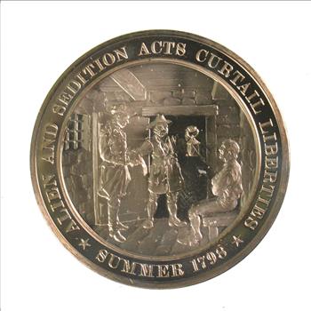 HUGE Bronze Medal Depicting Alien And Sedition Acts Curtail Liberties