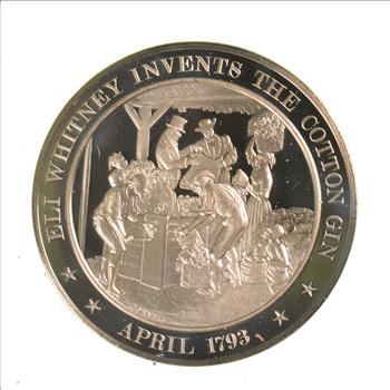 HUGE Bronze Medal Depicting Eli Whitney Invents The Cotton Gin ...