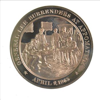 HUGE Bronze Medal Depicting General Lee Surrenders At Appomattox