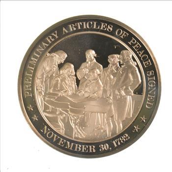 HUGE Bronze Medal Depicting Preliminary Articles Of Peace Signed
