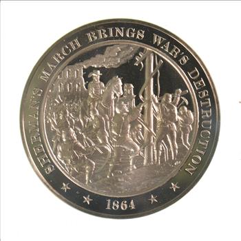 HUGE Bronze Medal Depicting Sherman's March Brings War's Destruction