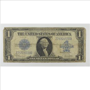 HUGE Horse Blanket - 1923 $1.00 Silver Certificate - Large Size Note - Over 7