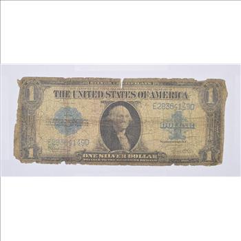 HUGE Horse Blanket - 1923 $1.00 Silver Certificate - Large Size Note - Over 7
