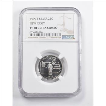Label Error PF70 UCAM 1999-S Pennsylvania Silver State Quarter NGC
