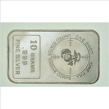 Limited - 1 Oz Silver Bar One Shot One Kill United States Marine Corps - .999 Fine Silver