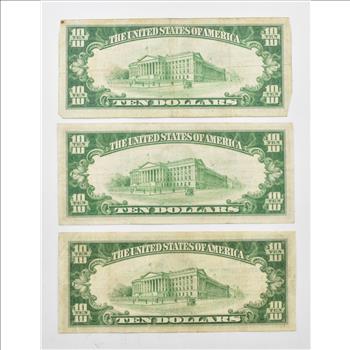 Lot (3) $10 Huntington, WV US National Currency Notes 3106
