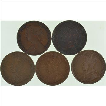 Lot 5 1861 1884 1917 1918 1913 Canada Large Cent Penny Collection Set