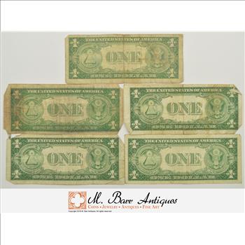 Lot (5) Authentic $1.00 Silver Certificate Notes - Great for gifts/tips - Range of Conditoin