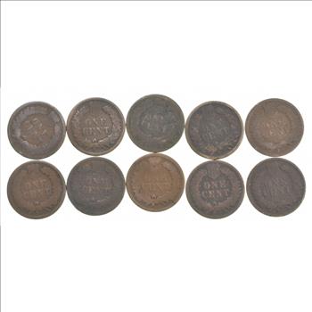 Lot of 10 1800's 1890-1899 Indian Head Penny Cents - US Coin Collection
