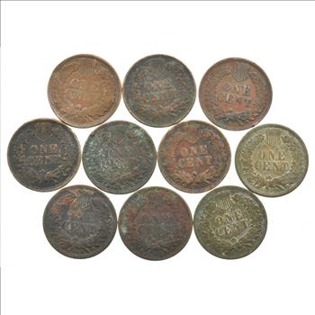 Lot of 10 - 1900-1909 Better Detail Indian Head Cents - Collection