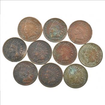 Lot of 10 - 1900-1909 Better Detail Indian Head Cents - Collection