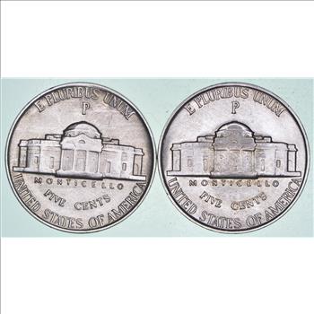 Lot of 2 SILVER Wartime Nickel 1942-1945 - WWII Era Coinage