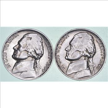 Lot of 2 SILVER Wartime Nickel 1942-1945 - WWII Era Coinage