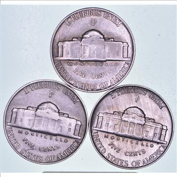 Lot of 3 WWII SILVER - Higher Grade Wartime Nickels - High Redbook Value! - Made of silver for War Efforts