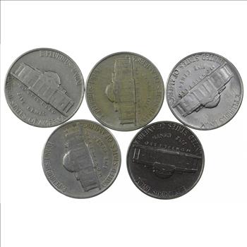 Lot of 5 1950's Jefferson Nickels - Various Dates - Tough - US Coins
