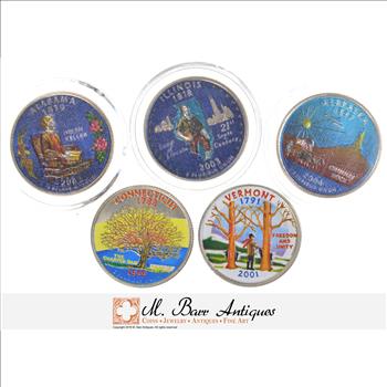 Lot of 5 COLORIZED Quarters - WOW