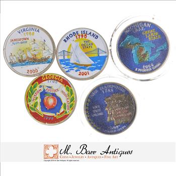 Lot of 5 COLORIZED Quarters - WOW