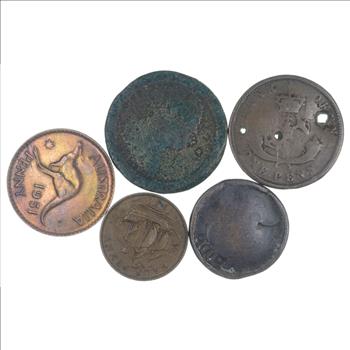 Lot of Early Copper World Coins - Collection