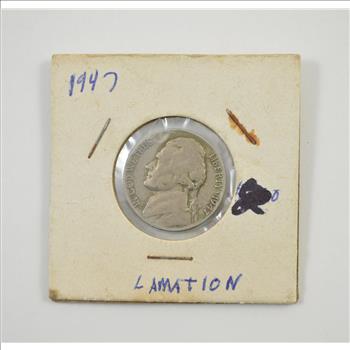 Major Error: 1947 Jefferson Nickel - Lamination Error Reverse