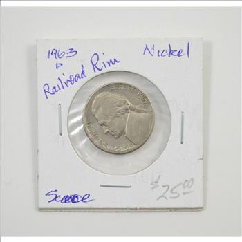 Major Error: 1963-D Jefferson Nickel - Railroad Rim