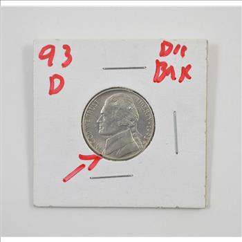 Major Error: 1993-D Jefferson Nickel - Defective Die Obverse