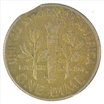 Major Error - Clipped Planchet Error - 90% Silver Roosevelt Dime - 1962-D - Neat