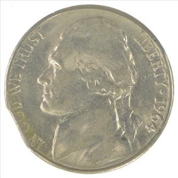 Major Error - Clipped Planchet Error - Jefferson Nickel - 1964-D - Neat