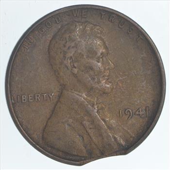 Major Error - Clipped Planchet Error - Lincoln Cent - 1941 - Neat
