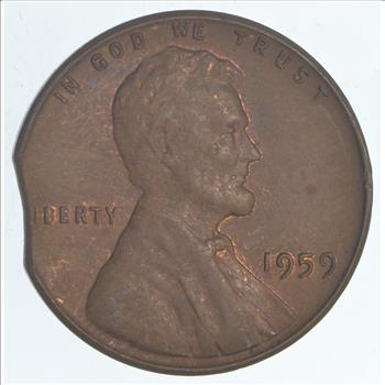 Major Error - Clipped Planchet Error - Lincoln Cent - 1959 - Neat