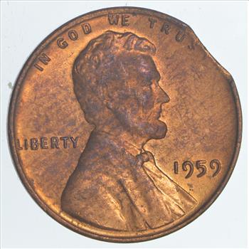 Major Error - Clipped Planchet Error - Lincoln Cent - 1959 - Neat