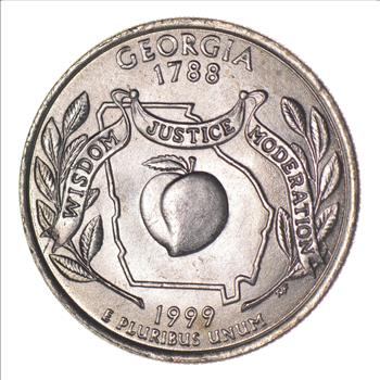 Mint ERROR - DIE Crack -1999 Georgia State Quarter - Collectible!