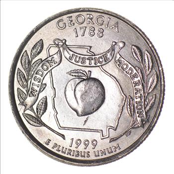Mint ERROR - DIE Crack -1999 Georgia State Quarter - Collectible!