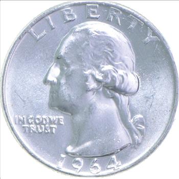 MINT Error - Die Cracks 1964 BU Washington Silver Quarter