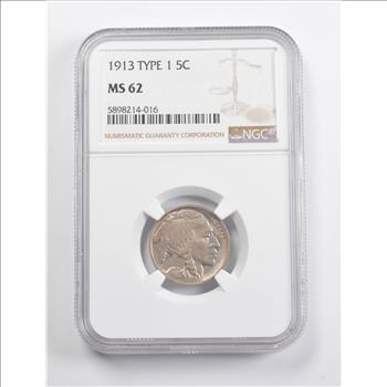MS62 1913 Indian Head Buffalo Nickel Type 1 NGC