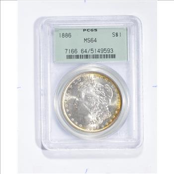 MS64 1886 Morgan Silver Dollar - Graded PCGS