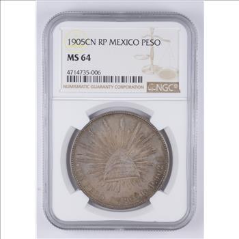 MS64 1905 CN RP Mexico 1 Peso - Graded NGC