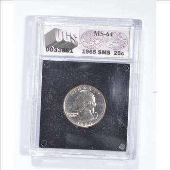 MS64 1965 Washington Quarter SMS Graded UGS