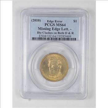 MS64 (2010) Millard Fillmore Presidential Dollar - Mint Error - Graded PCGS