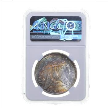 MS66 1886 Morgan Silver Dollar - CAC - Graded NGC - Rainbow Toned