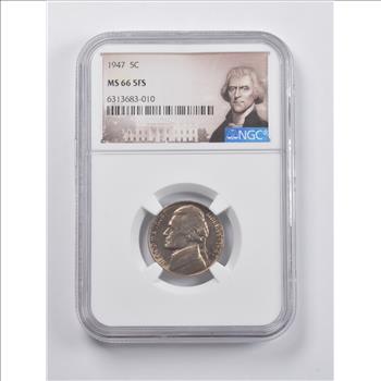 MS66 5FS 1947 Jefferson Nickel NGC