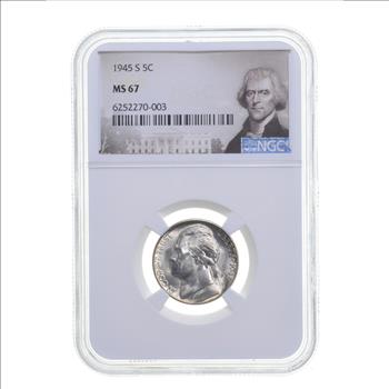MS67 1945-S Jefferson Nickel - Graded NGC