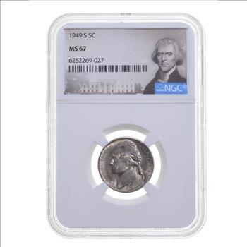 MS67 1949-S Jefferson Nickel - Graded NGC