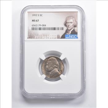 MS67 1952-S Jefferson Nickel NGC